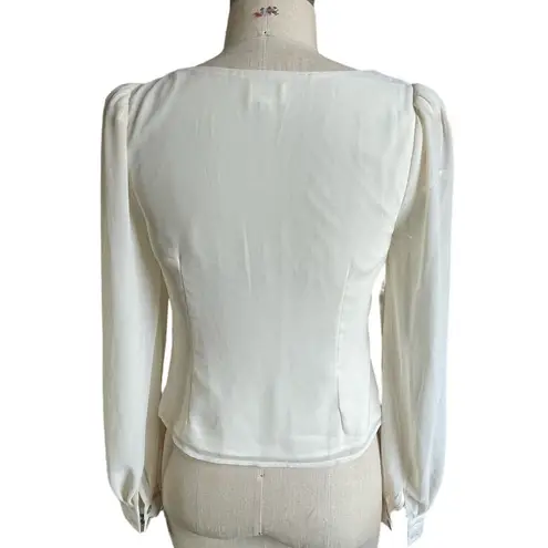 LPA Long Sleeve Square Neck Blouse Top Off White Size Medium