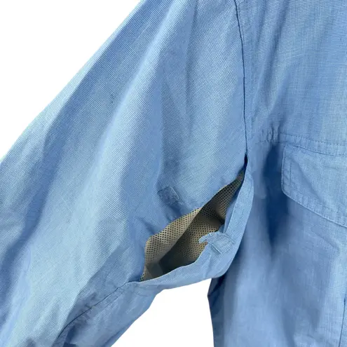 ExOfficio Blue Long Sleeve Button Up Shirt Travel Outdoors Womens Medium