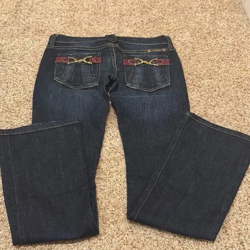 Frankie B. Blue and Red Designer Jeans with Embroidery Size 2