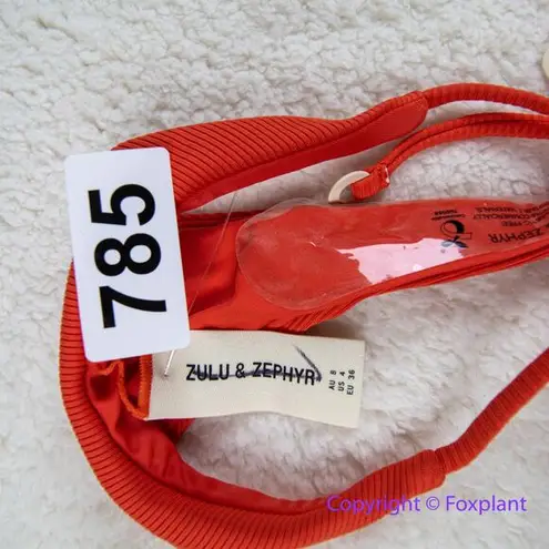 New! Set! Zulu & Zephyr Free People Tie Curve Brief Bikini, size 4 Red