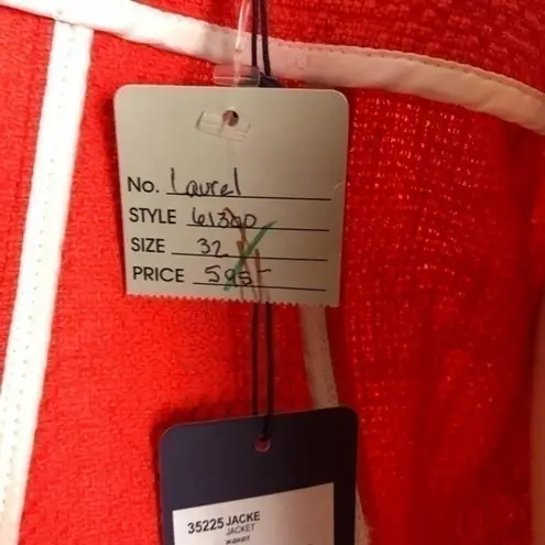 NWT Laurel Escada Tweed Sample Piece Jacke Jacket Size 32 Orange