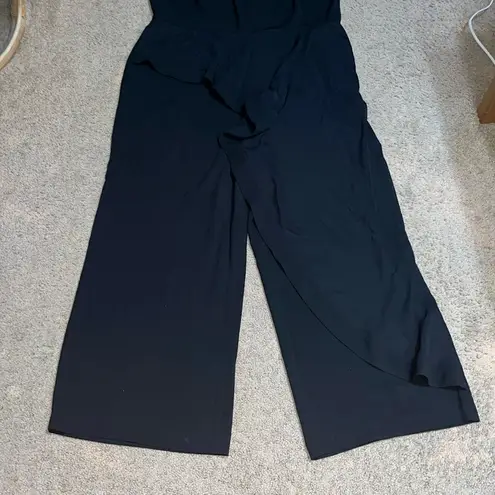 City Chic Mika Halter Jumpsuit Sheer Asymmetrical Ruffle Overlay Wide Leg 20