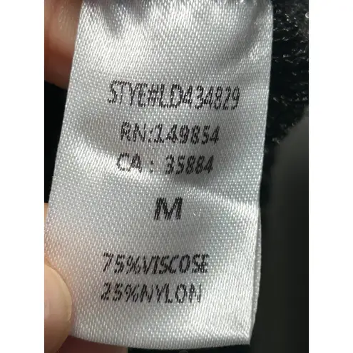 Sage The Label Metallic Twist Front Ribbed Midi Dress Black Silver Long Sleeve M