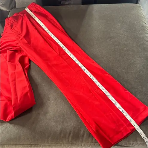 Women’s Red 2 Piece Formal Tuxedo Suit Satin Peak Lapel Dbl Breasted L **READ Size L