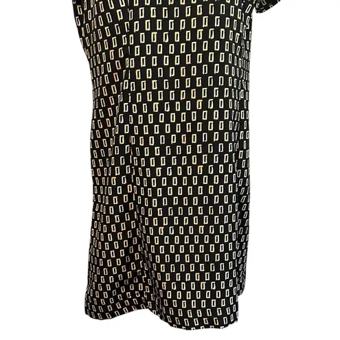 Koret Dress SZ 12 Geometrical Aztec Knee Length Short Sleeve Brown Cream Prep