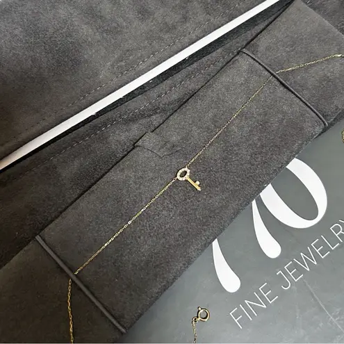 10k Rose Gold Natural Mined Earth Diamond Mini Key Dainty Necklace Gray