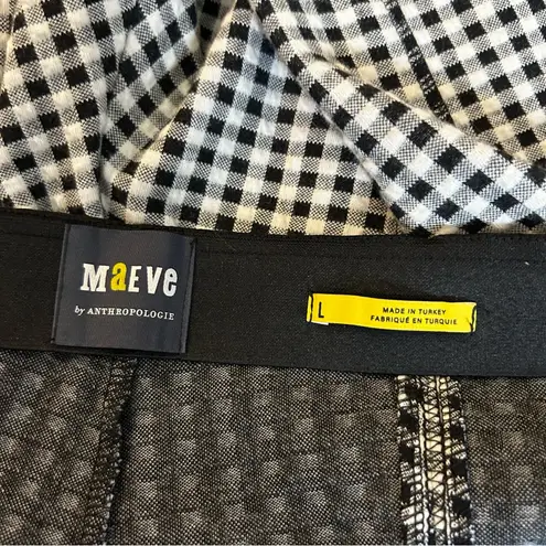 Maeve Black & White Gingham Checkered Wide Leg Pants Side Large