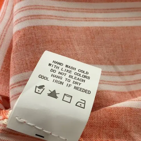 Code x Mode Orange/White Striped Button Up Tie Front Casual Blouse S