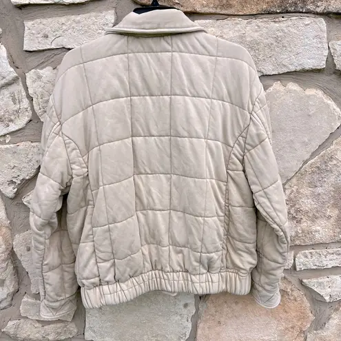 Blue b. Quilted Bomber Jacket Tan Size Medium