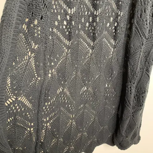 The Kooples Long Crochet Black Cardigan Open Front Sweater Womens XS