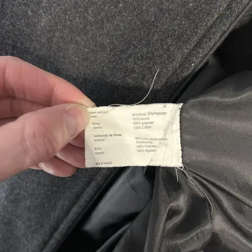 Donnybrook Coat Womens Large Wool Blend Hooded Velvet Trim Button Front Long Gray