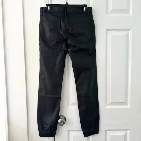 3X1 Black Coated Canvas Elasticized Ankle Jogger Retro Straight Leg Pants NWT 27