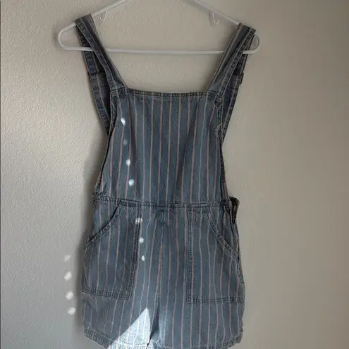 Blue and White Striped Romper with Shoulder Straps