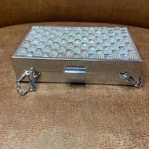 Camille La Vie Silver RHINESTONE METALLIC Crossbody/HANDBAG WITH TOP CLOSURE