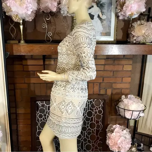 Needle & Thread BEIGE, SILVER & GOLD BEADED COCKTAIL DRESS NWT (4)