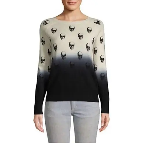 Skull Cashmere Dip Dye Ombre Skull Print Sweater Size XS
