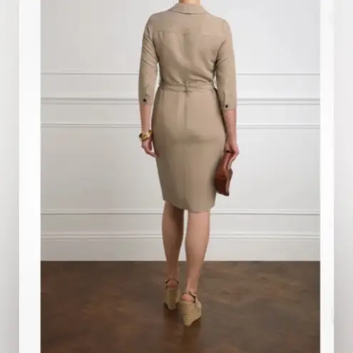 Pure Collection silk & linen shirt dress button up with tie size 8/10