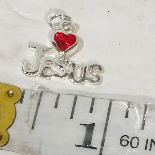 Marina Jewelry Sterling Silver 'I Heart Jesus' Pendant Charm with Ruby Original