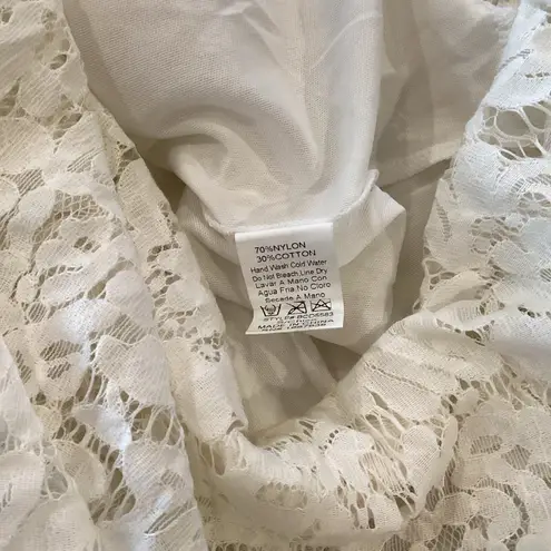 BANJUL  white embroidered floral lace high low midi maxi neck choker dress S