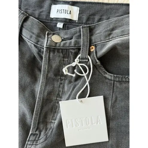 Pistola NWT Women Charlie High Rise Straight Jeans Faded Black 27 Raw Hem Denim