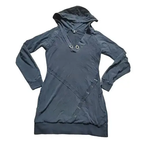 Rocawear VTG Hoodie Dress Women Large Sweatshirt Y2K Brown Bedazzled Punk Rock