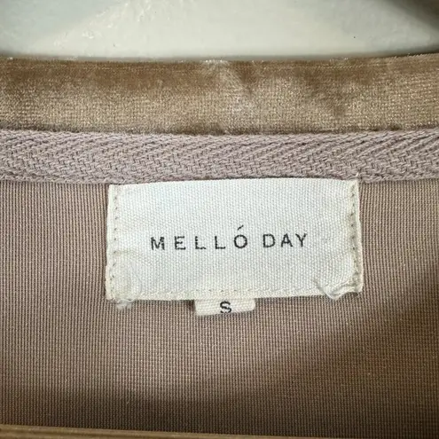 MELLODAY Crushed Velvet Top Womens S Taupe Long Sleeve Ruched Whimsigoth Soft