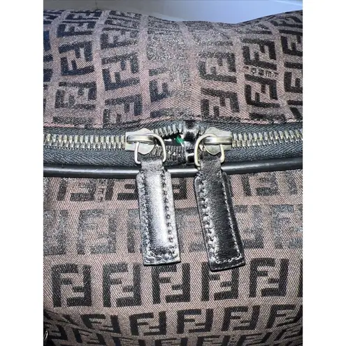 Fendi  Zucca Brown "FF" Logo & Leather Duffel/Weekender Bag