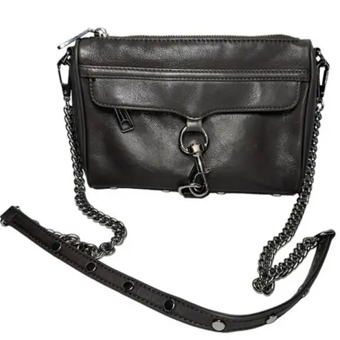 Rebecca Minkoff  Gray Leather Mini M.A.C. Chain Linked Crossbody Bag