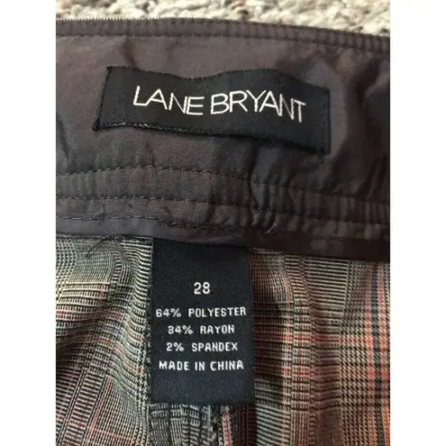 Lane Bryant  Brown Plaid Capri W/ Cuff Sz 28 NEW