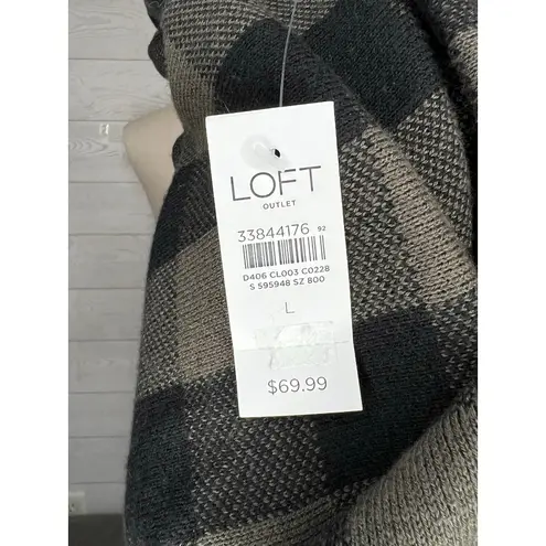 Loft Outlet black/taupe buffalo check oversize tunic sweater NWT Size Large Black - Image 7