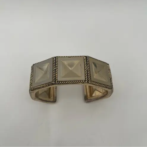 Kenneth Cole  Gold Cuff Bracelet Pyramid Studs Jewelry Edgy Boho Style Cocktail