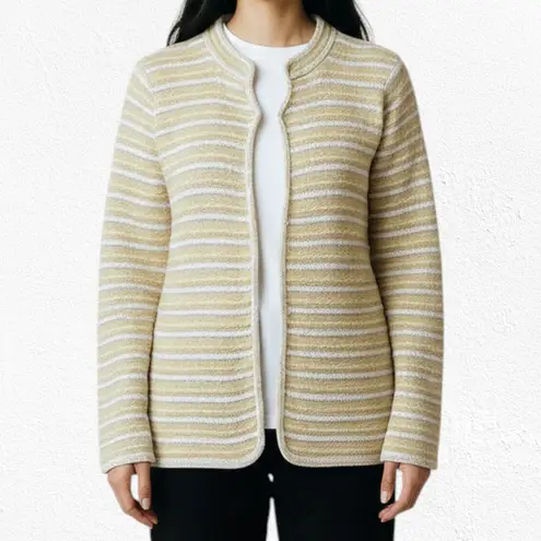 St. John Vintage 70s Yellow White Knit Sweater Cardigan Style Blazer Size Small