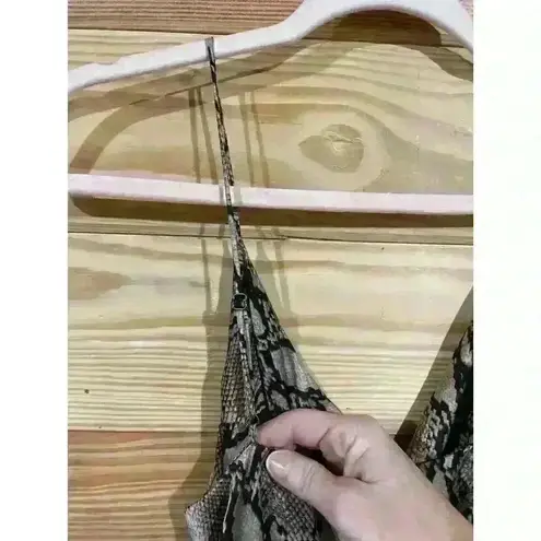 South Scoop Cowl Neck Satin Snakeskin Jogger Jumpsuit, S Tan