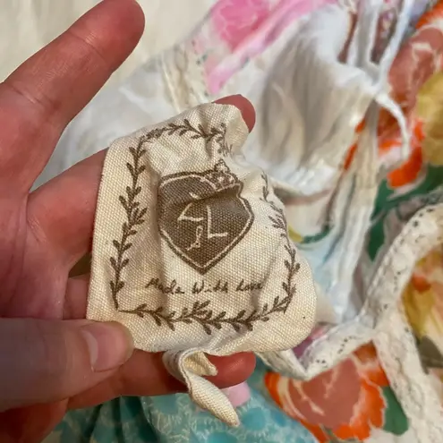 White Ruffled Patchwork Sundress with Spaghetti Pom Pom Straps and Ruffle Sz S White