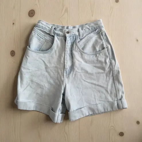 Bill Blass Vintage Light Wash Cuffed 100% Cotton High Waist Jeans Shorts Size 6
