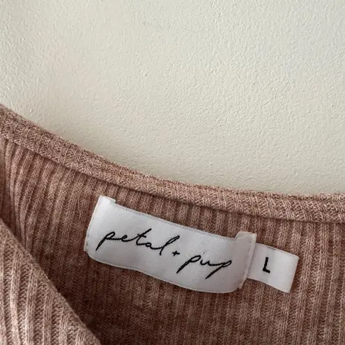 Petal and Pup Brown Knit Cropped Tank Top Buttons