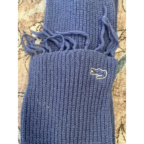 IZOD Vintage Lacoste Knit Scarf Hat Combo 100% Orlon Blue 80s Made USA