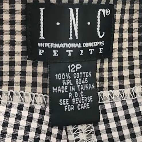 INC International Concepts Gingham Check Capri Cotton Pants Black Size 12P