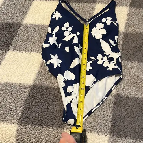 Cole of California Women’s Blue White Floral One Piece Swimsuit Retro Small