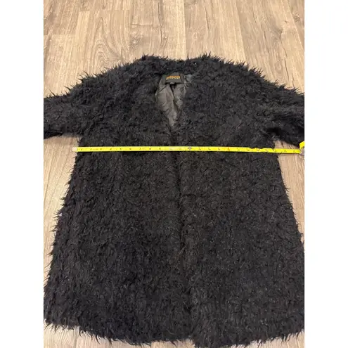 Ambiance Outerwear Shaggy Faux Fur Teddy Coat Cardigan Black Size L Size L
