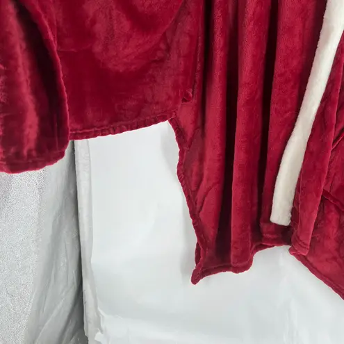 Charter Club Garnet Cozy Plush Wrap Robe Throw Red White Faux Fur Trim 50"x70"