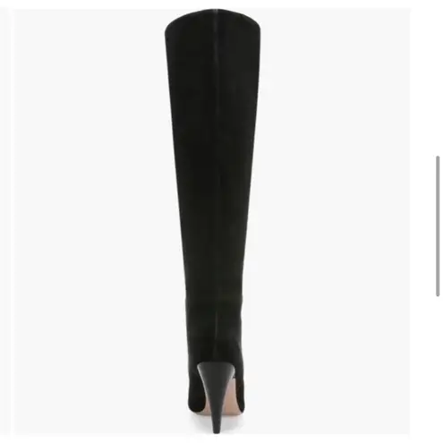 Veronica Beard Sanzi Knee Slouchy Leather Stacked Heel Black Suede Boots 6