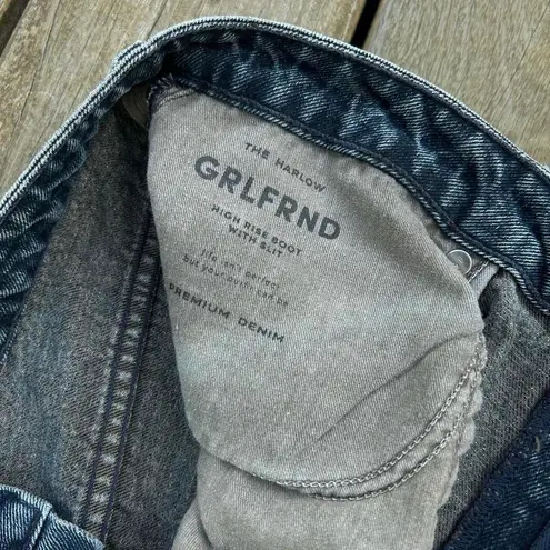 GRLFRND Jeans The Harlow High Rise Boot with Slit Jeans Dark Wash Straight Leg