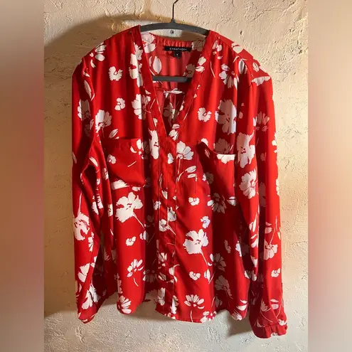 41 Hawthorn Red Long Sleeve Ruched Blouse Size XL