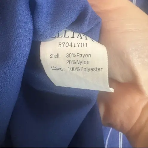 Elliatt Blue Stripe Cold Shoulder Ruffle Top Size M Rayon Blend Lined Blouse