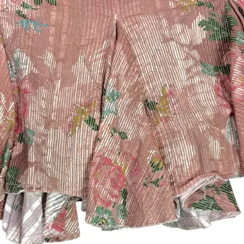 Free People  XL Ethereal Dainty Cottage Bordeaux Floral Ruffle Maxi Skirt