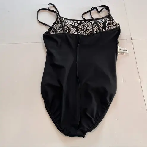 MiracleSuit Black White Paisley Wireless One Piece Swimsuit Size 10