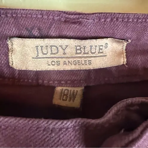 Judy Blue Tummy Control Oxblood High Rise Wide Leg Crop Jeans Plus Size 18 W