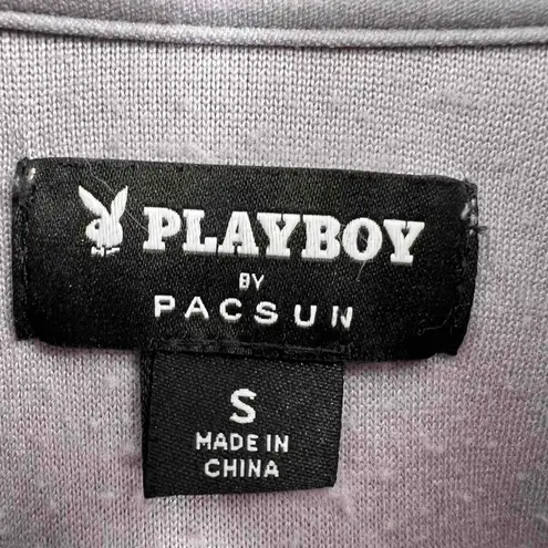 PacSun Playboy Sweatshirt Purple Fleece Quarter Zip Pullover Womens Small