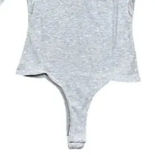 We Wore What NWT Longsleeve Crewneck Henley Bodysuit Buttons XXS Heather Grey